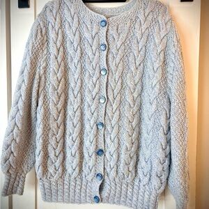 Adorable Vintage Handcrafted Baby Blue  Cable Knit Women's Sweater!!